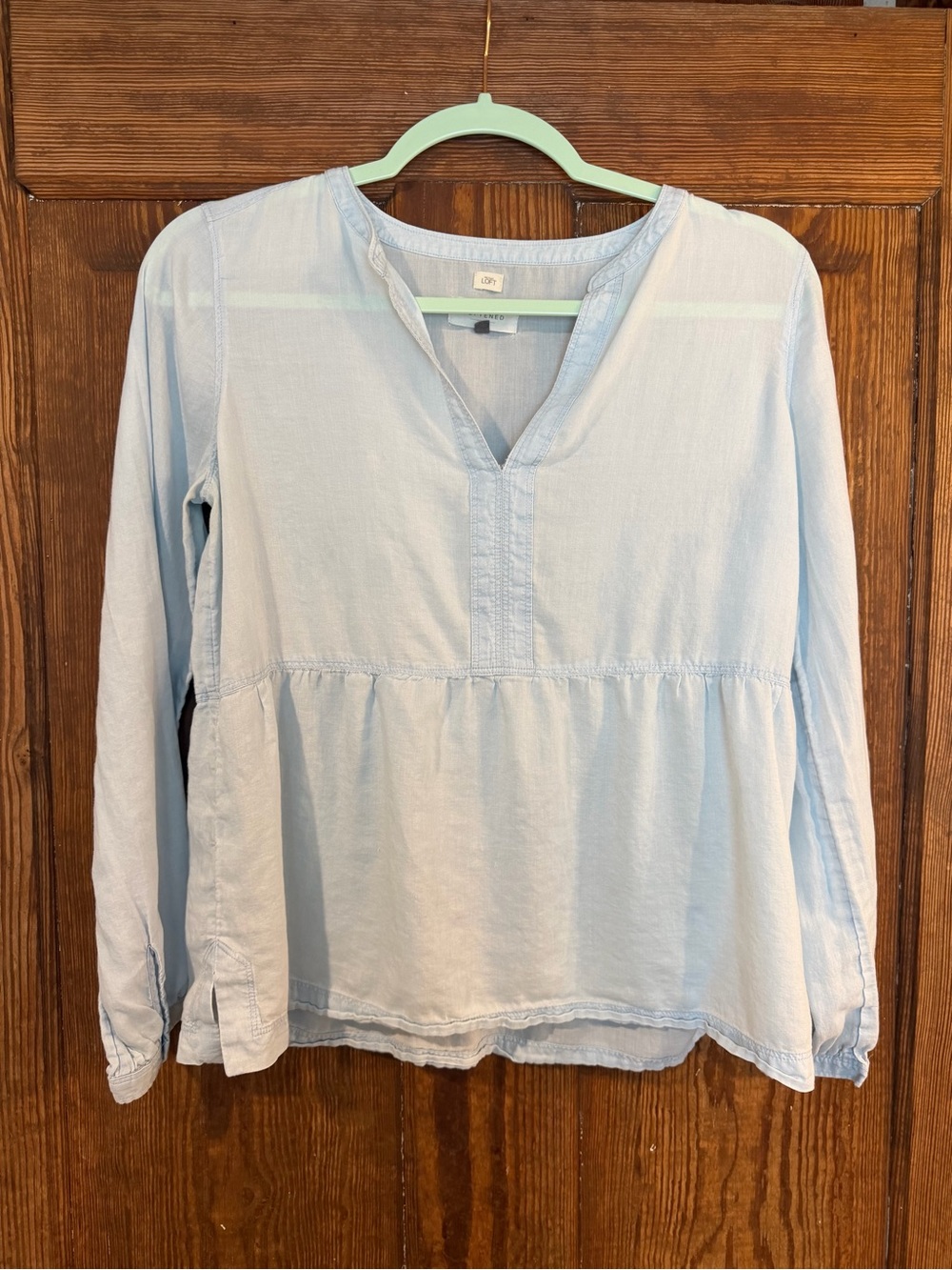 Light Blue Women’s Peasant Blouse - loft